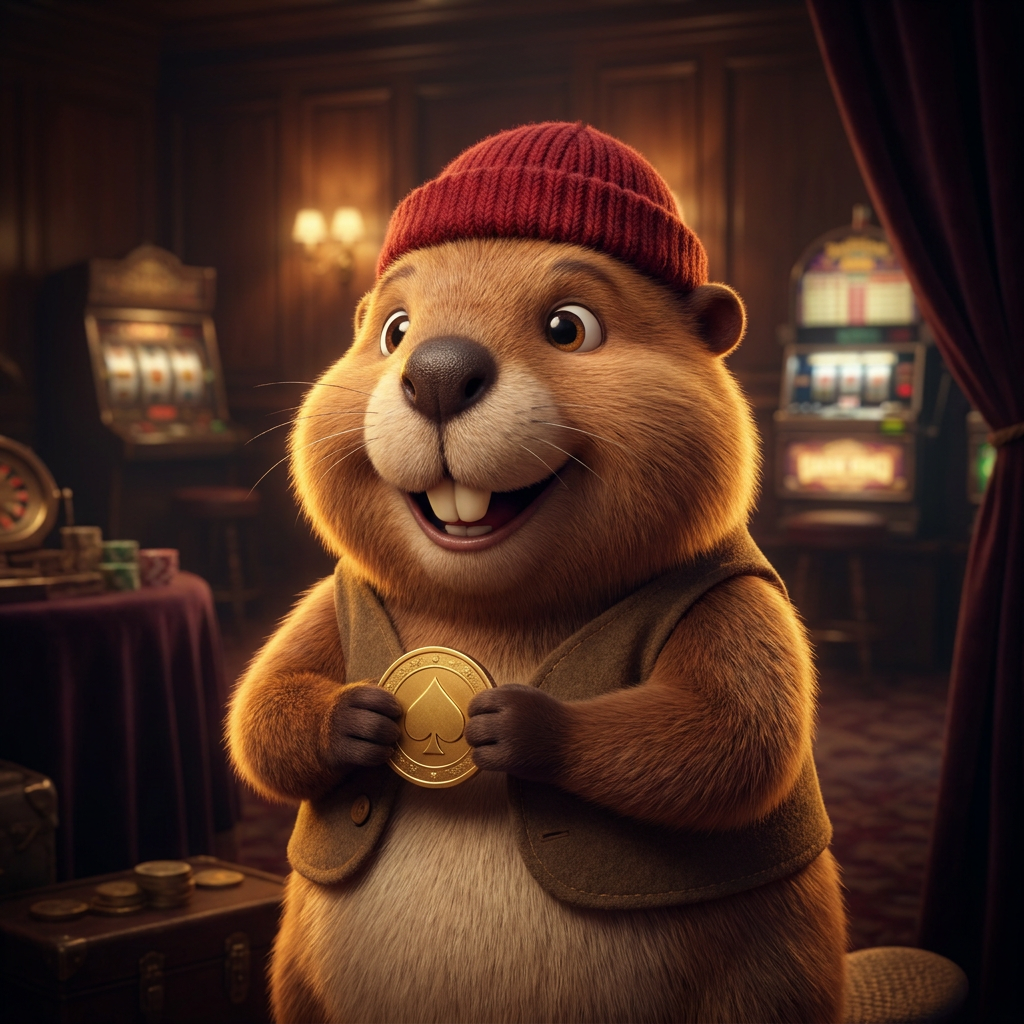 A friendly cartoon beaver wearing a red toque hat, the CozyLakeNest mascot